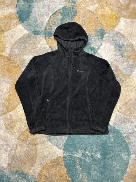 Columbia black hooded fleece jacket