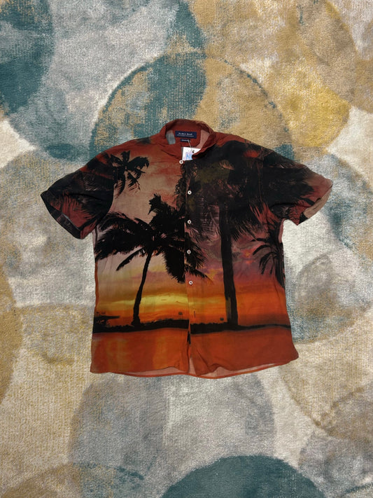 Burgundy Sunset Palmtree Lightweight Shirt