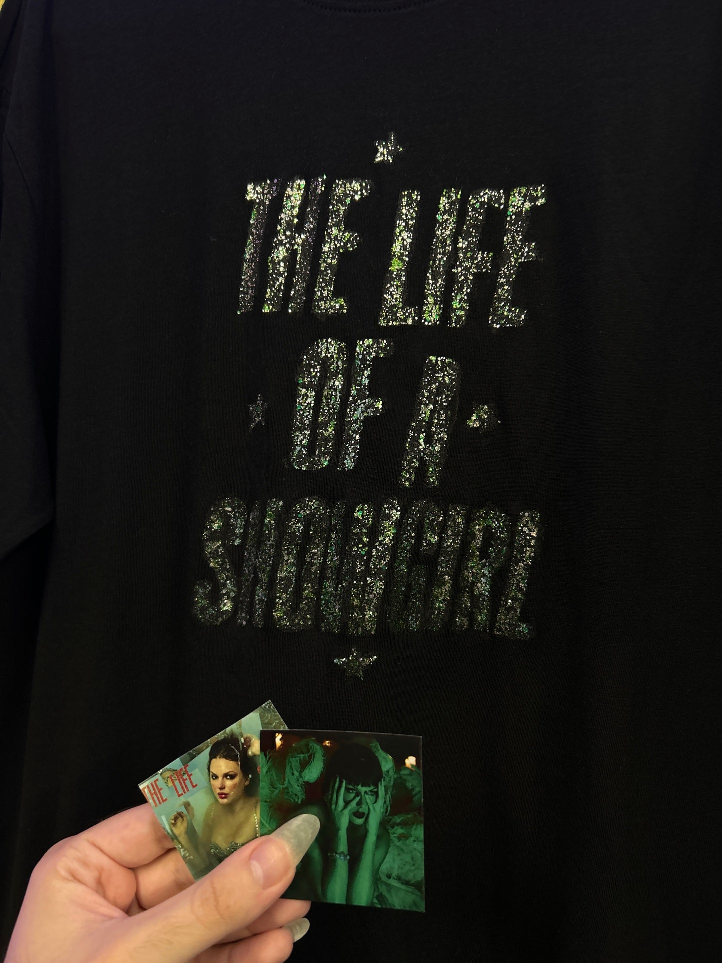 Taylor Swift 'The Life of a Showgirl' Black Handpainted T-shirt