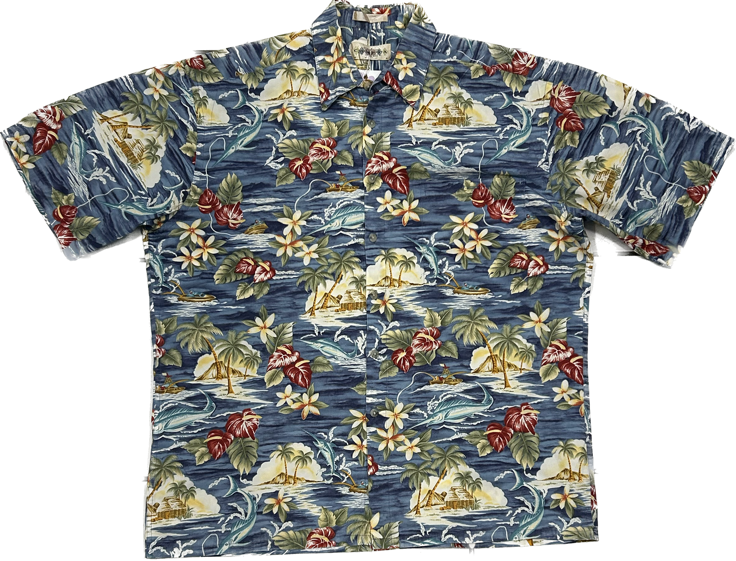 Blue Floral Island Summer Shirt