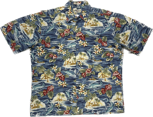 Blue Floral Island Summer Shirt