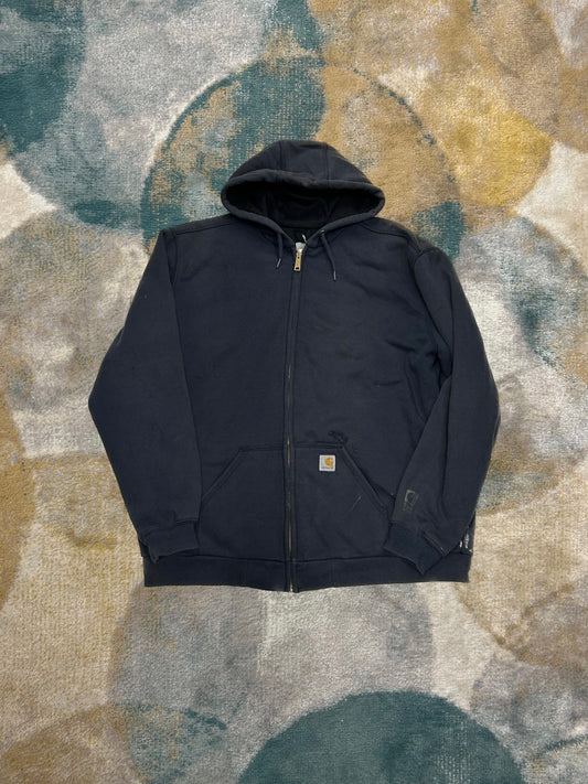 Carhatt Dark Blue Distressed Cotton Heavy Jacket