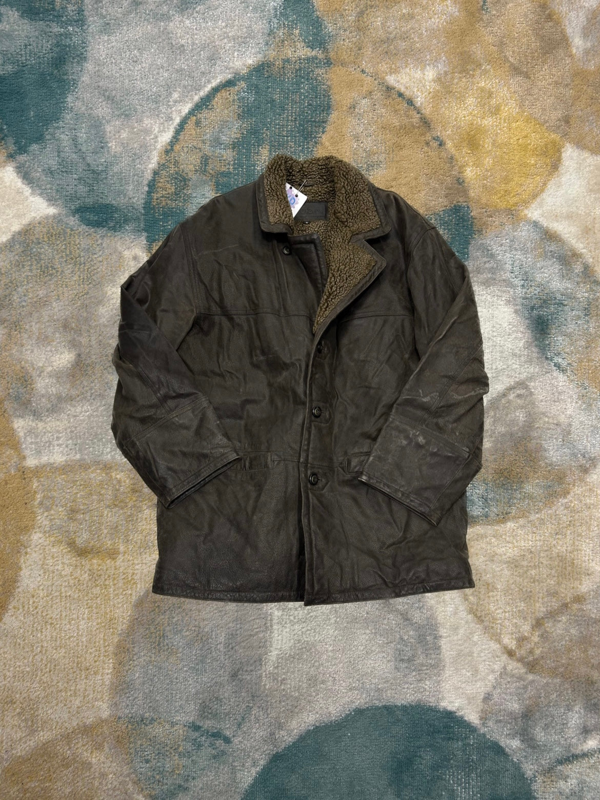 Logg dark brown distressed 100% leather jacket with fleece interior