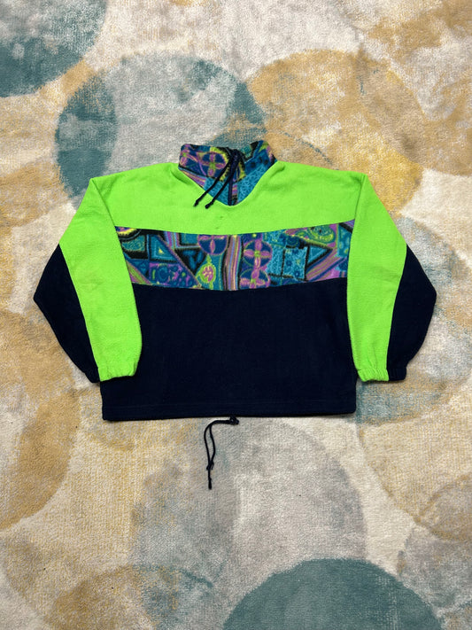 Brat Green and Black Patterned Retro Fleece
