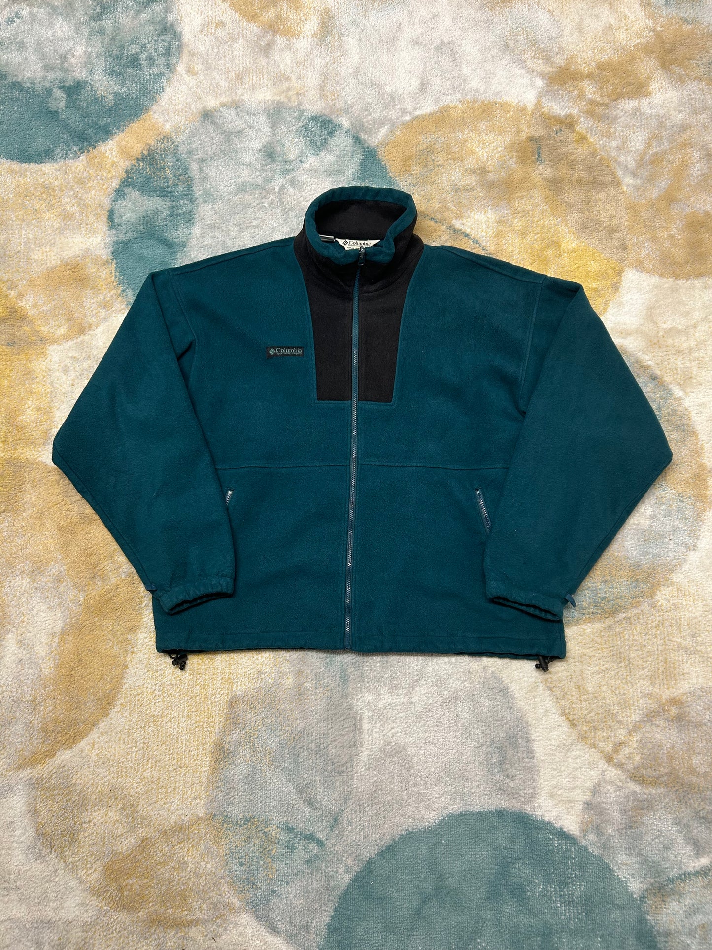 Columbia 90's emerald green and black retro heavy fleece jacket