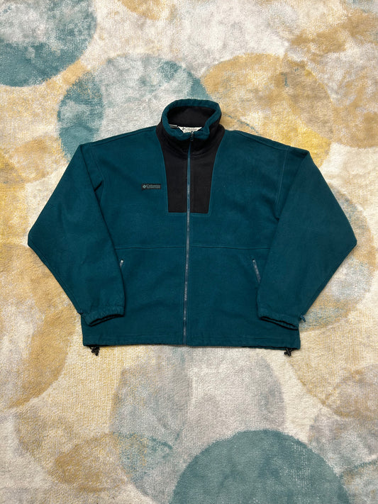 Columbia 90's emerald green and black retro heavy fleece jacket