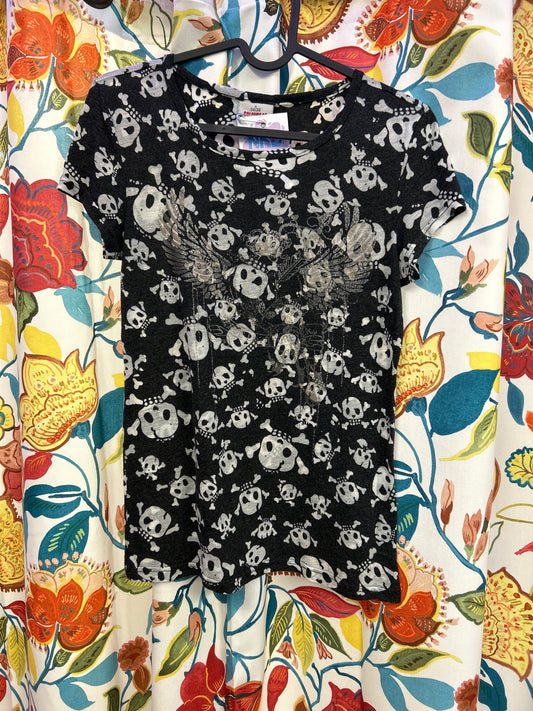Y2K black and white skull top