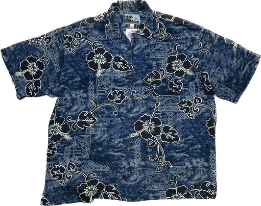 Dark Blue Floral Summer Shirt