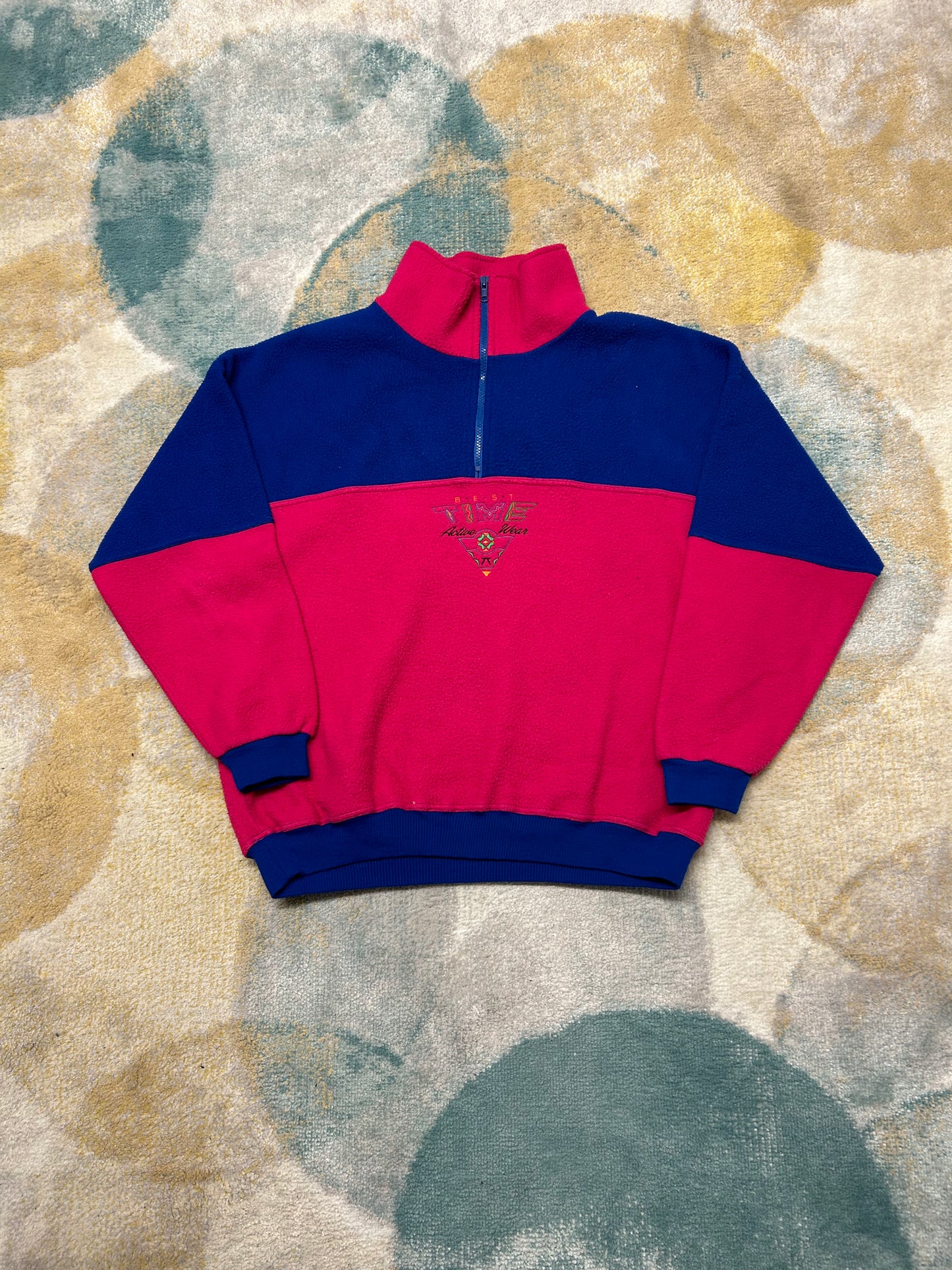 Hot Pink and Midnight Blue Retro Fleece Half-Zip