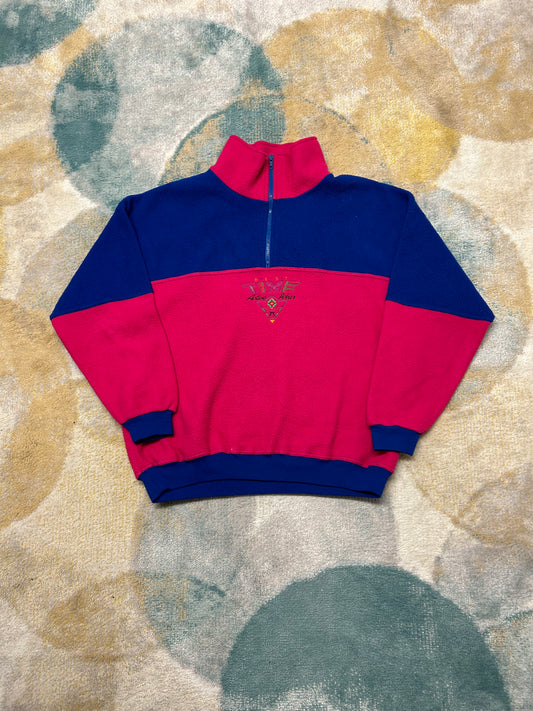 Hot Pink and Midnight Blue Retro Fleece Half-Zip