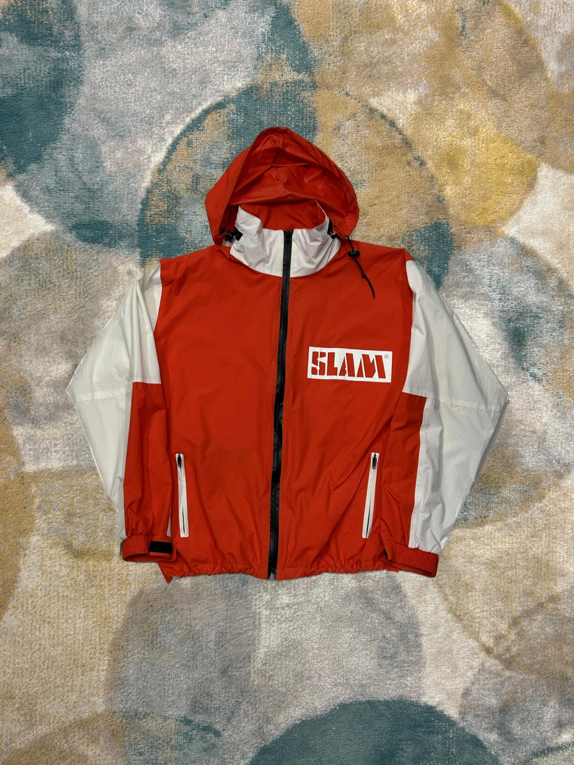 Orange and white retro windbreaker (waterproof)