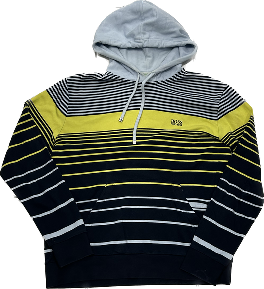 Boss Black Grey Yellow Stripey Hoodie