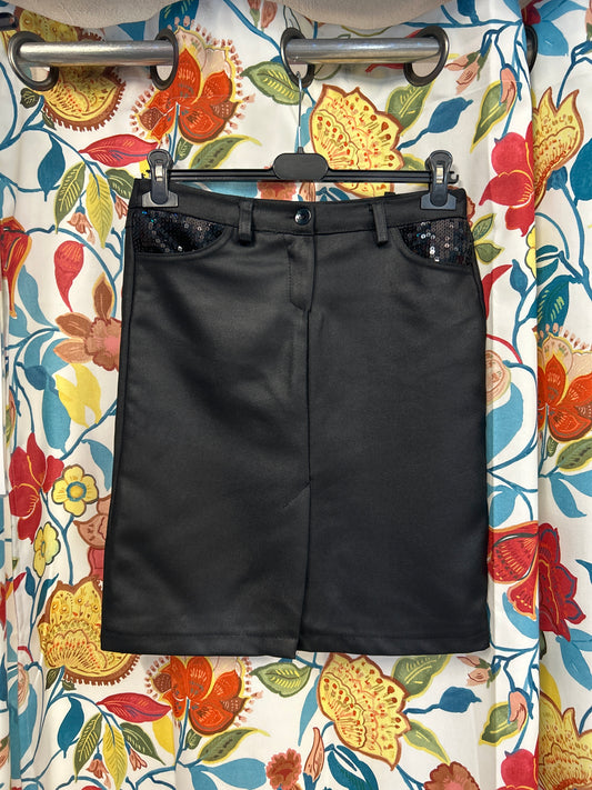 Y2k Black Skirt with Sequin Detailing