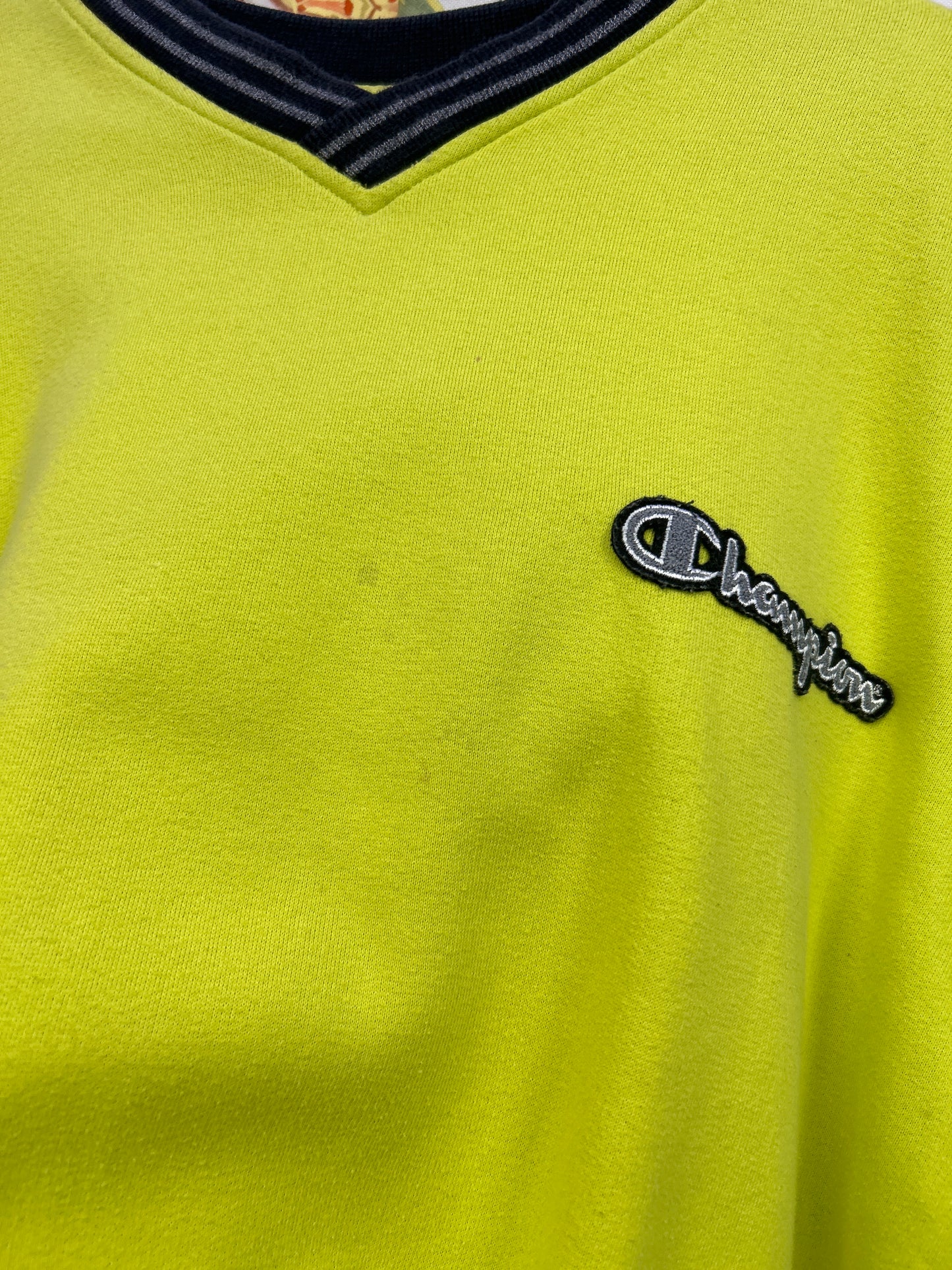 Champion neon yellow retro crewneck