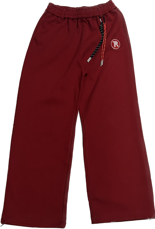Burgundy Baggy Trackpants with Elastic Waistband