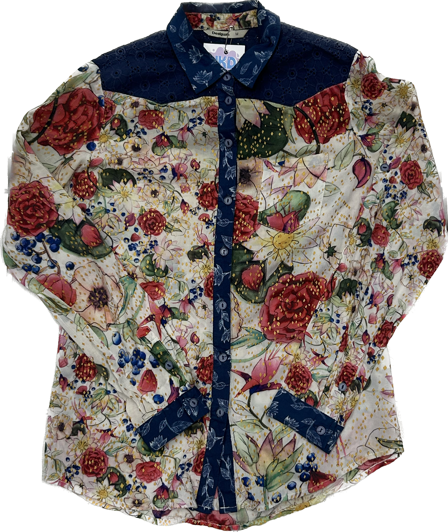 Desigual Floral and Gold Long Sleeve Shirt