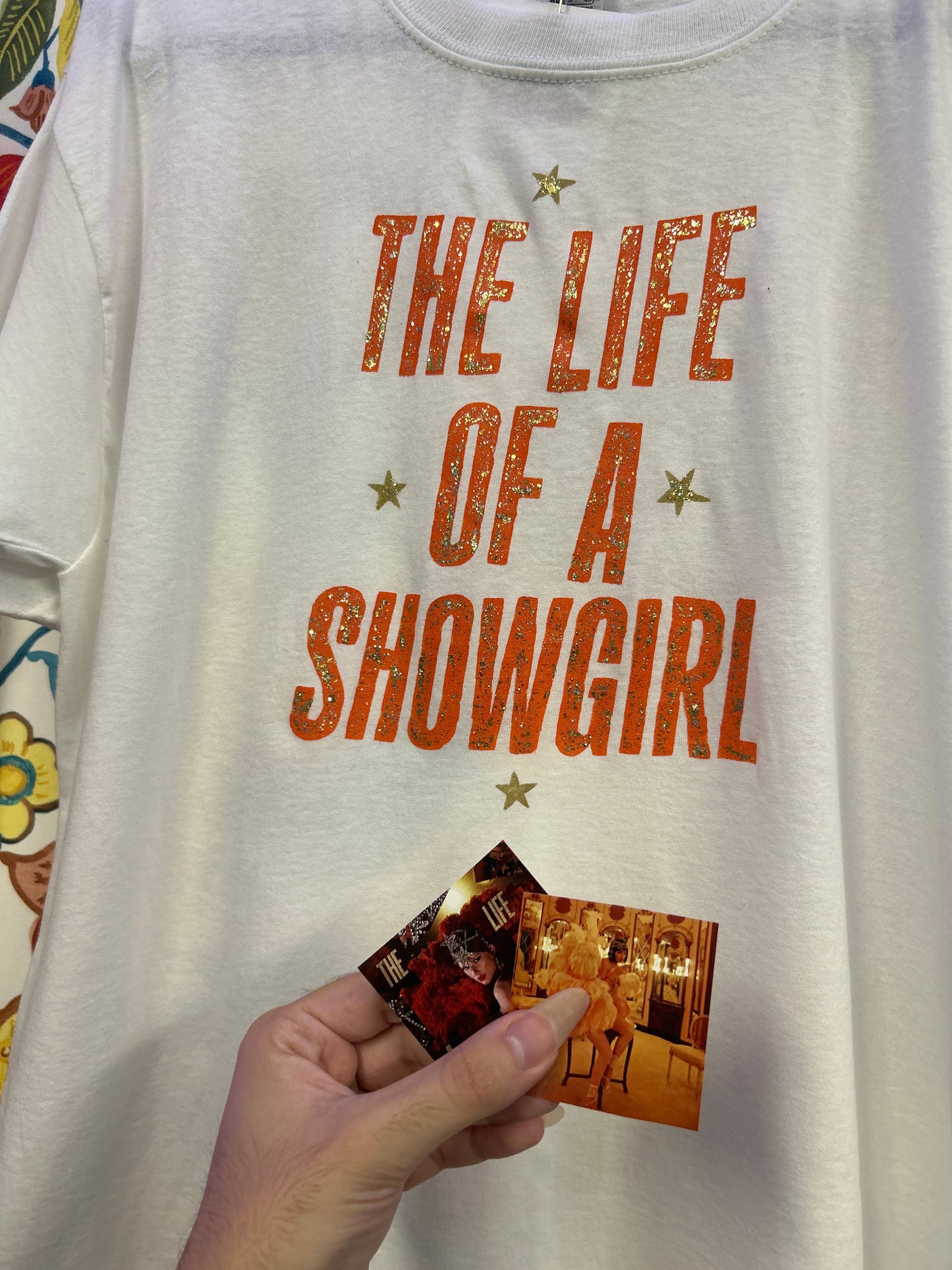 Taylor Swift 'The Life of a Showgirl' White Handpainted T-shirt