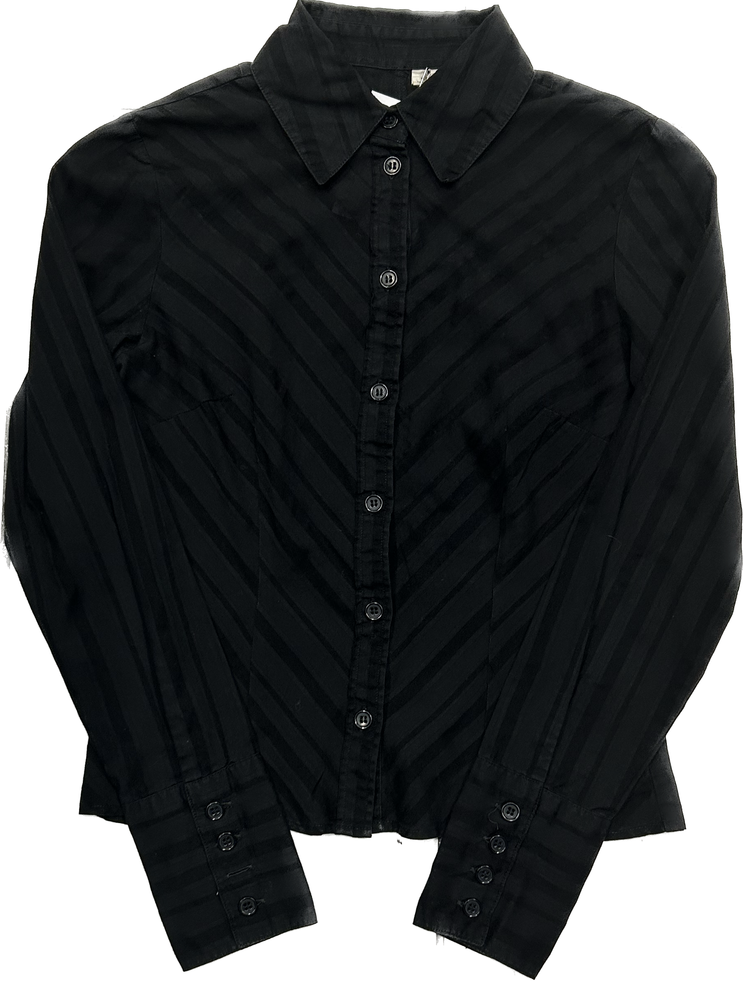 Black Ribbed Fitted Shirt