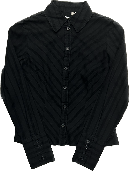 Black Ribbed Fitted Shirt