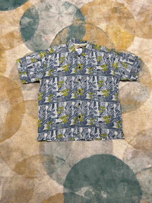 Light blue and green Palmtree summer shirt