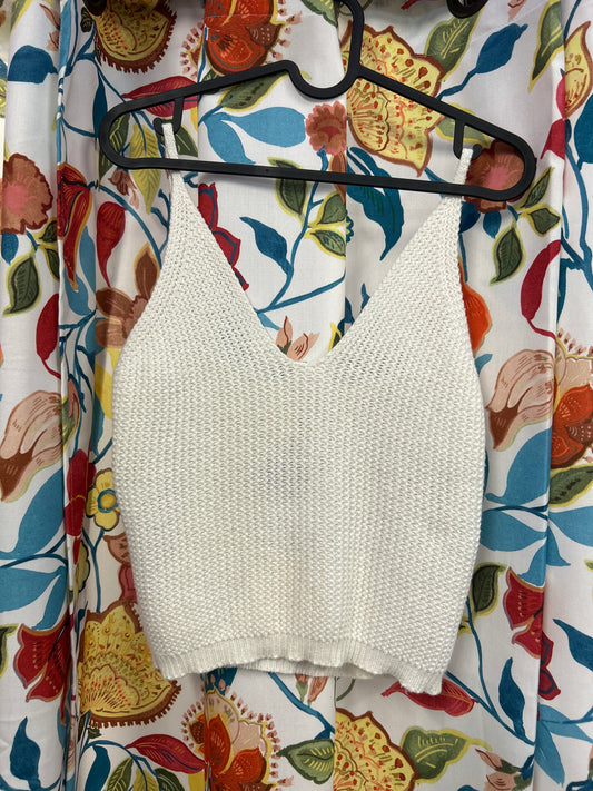Y2k white knit top