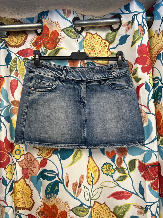 Y2k white washed denim skirt