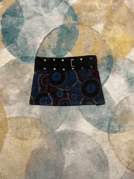 Y2k dark blue and black patterned adjustable wrap skirt