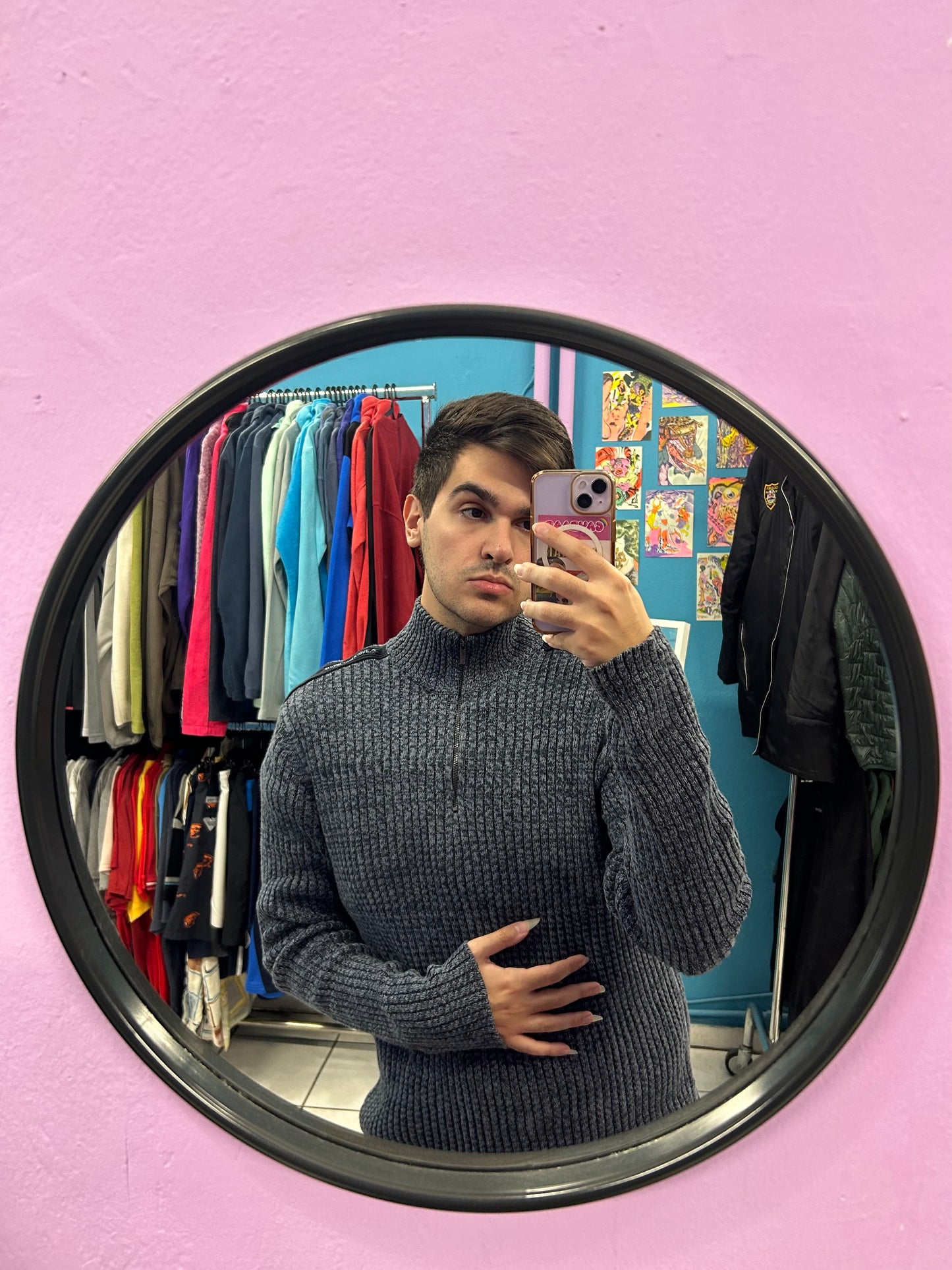 Calvin Klein Blue Heavy Knit Half-Zip