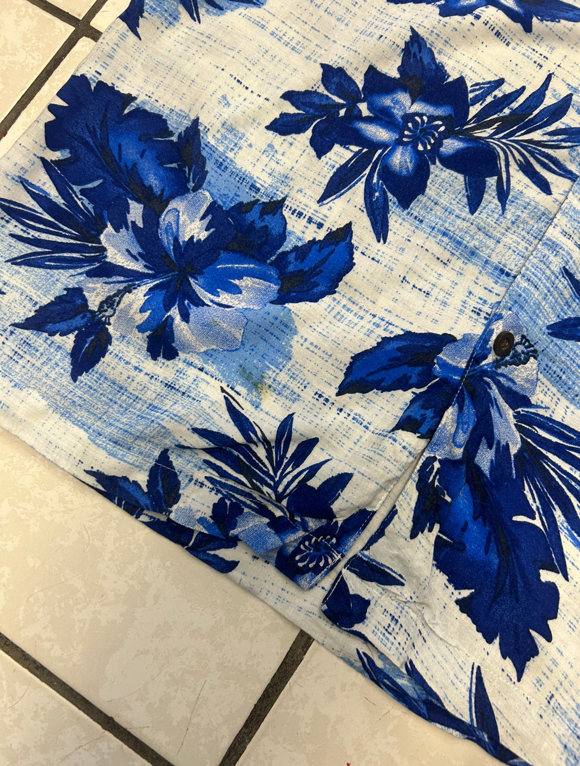 White and Blue Floral Shirt