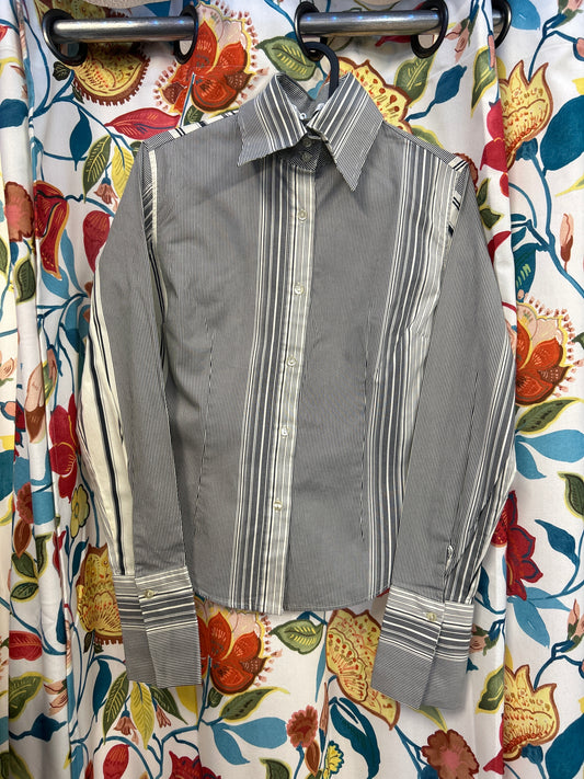 Y2k stripey office shirt