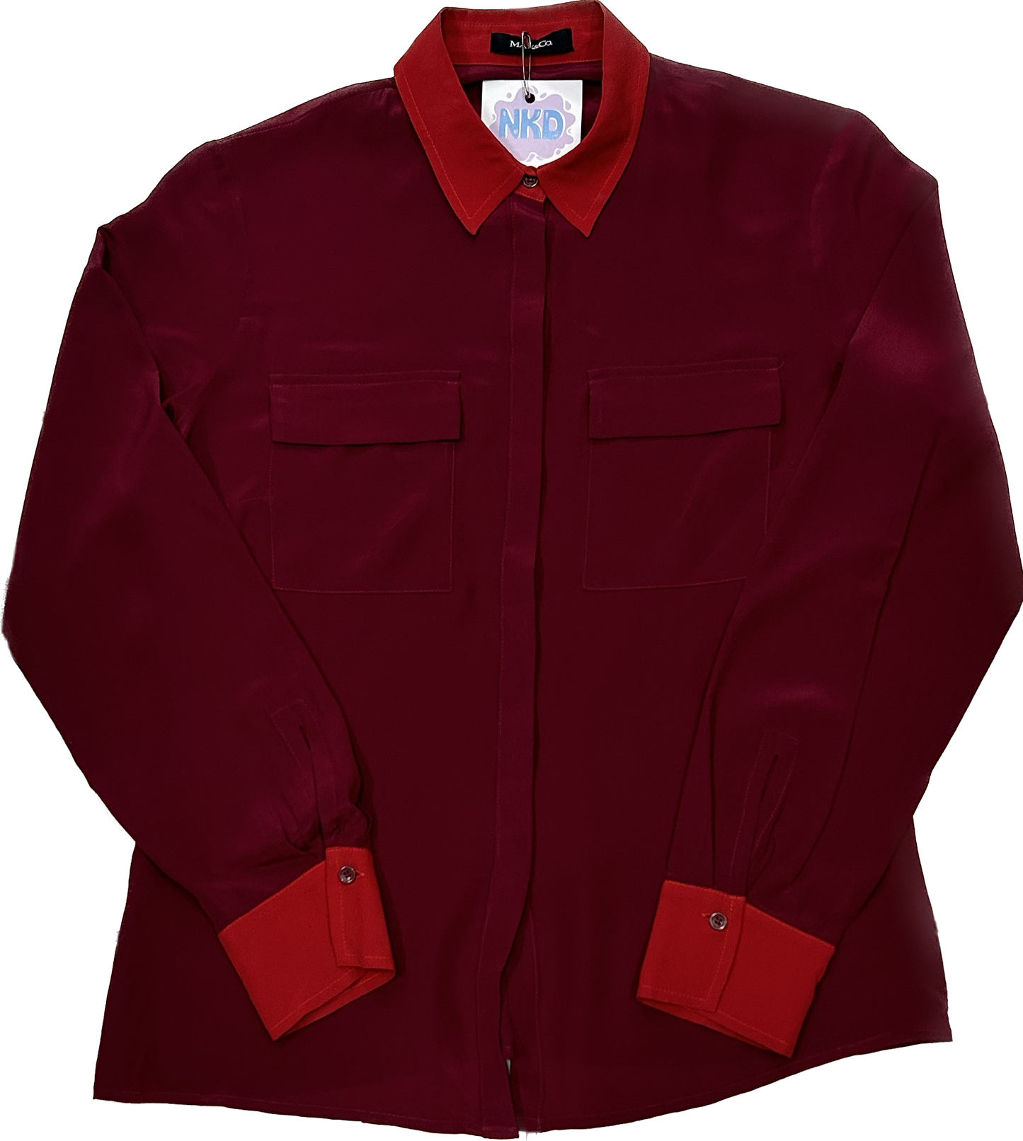Burgundy Silk Long Sleeve Shirt