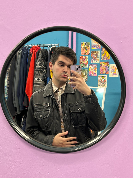 S. Oliver black 100% leather bomber jacket