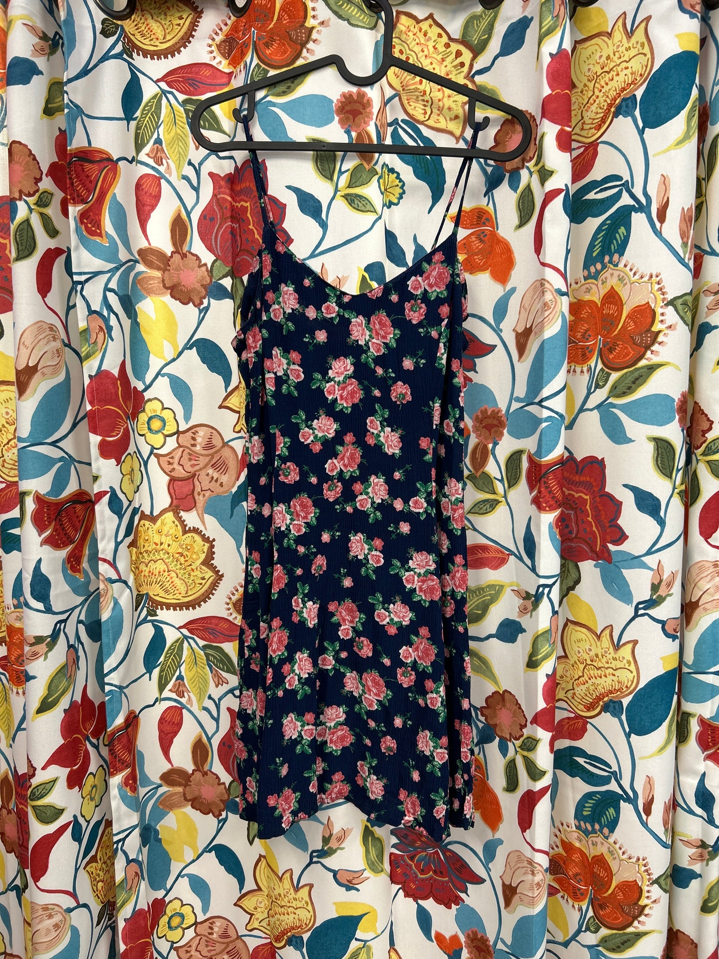 Italian retro blue and pink roses dress