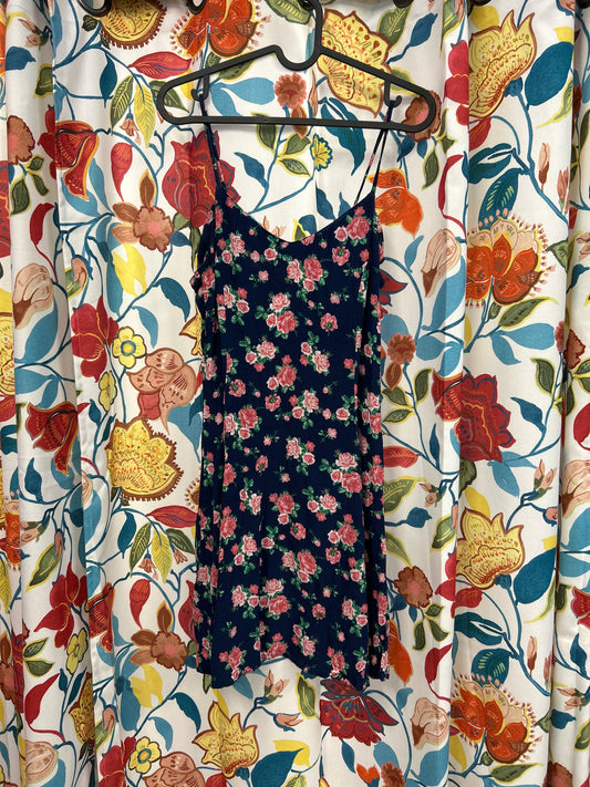 Italian retro blue and pink roses dress