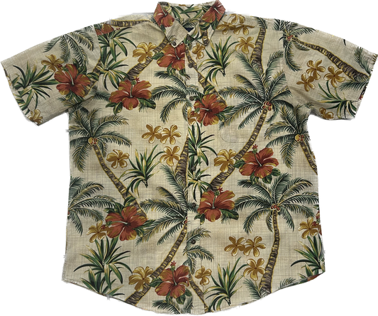 Beige Palmtree Hawaiian Summer Shirt