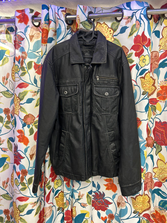 S. Oliver black 100% leather bomber jacket