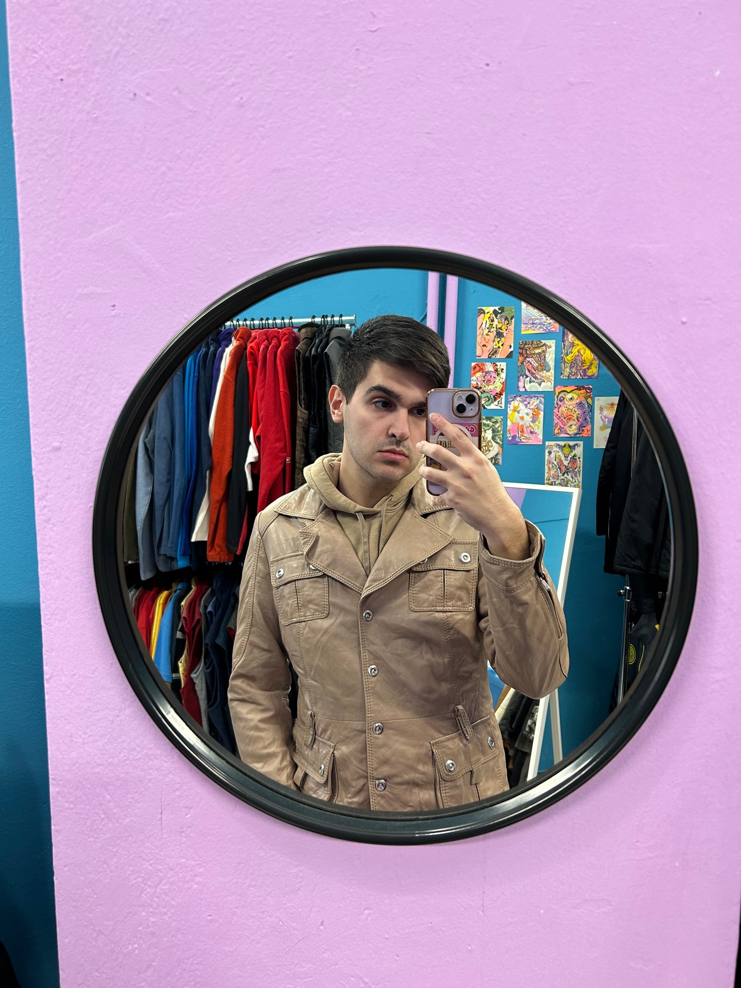 Retro Beige Leather Jacket