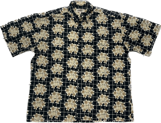 Black and Beige Floral Pattern Summer Shirt