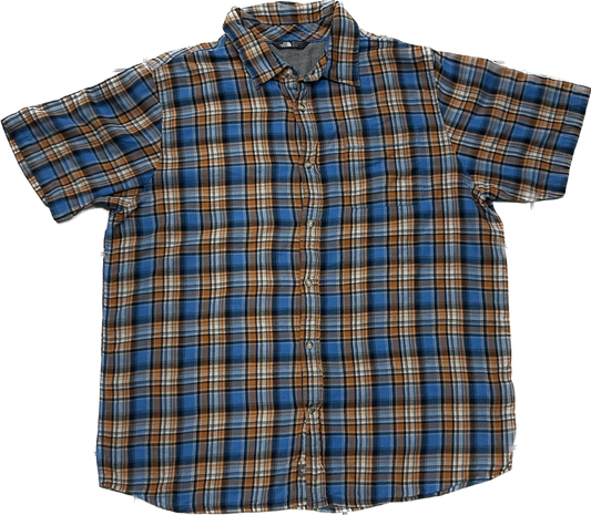 TheNorthFace Blue and Orange Plaid Shirt