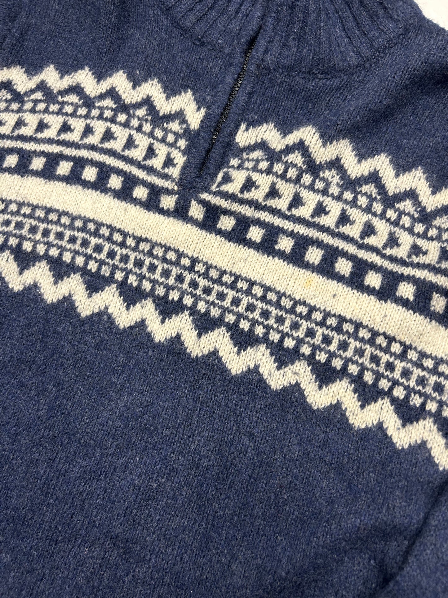 American Eagle Dark Blue and White Knit Half-Zip