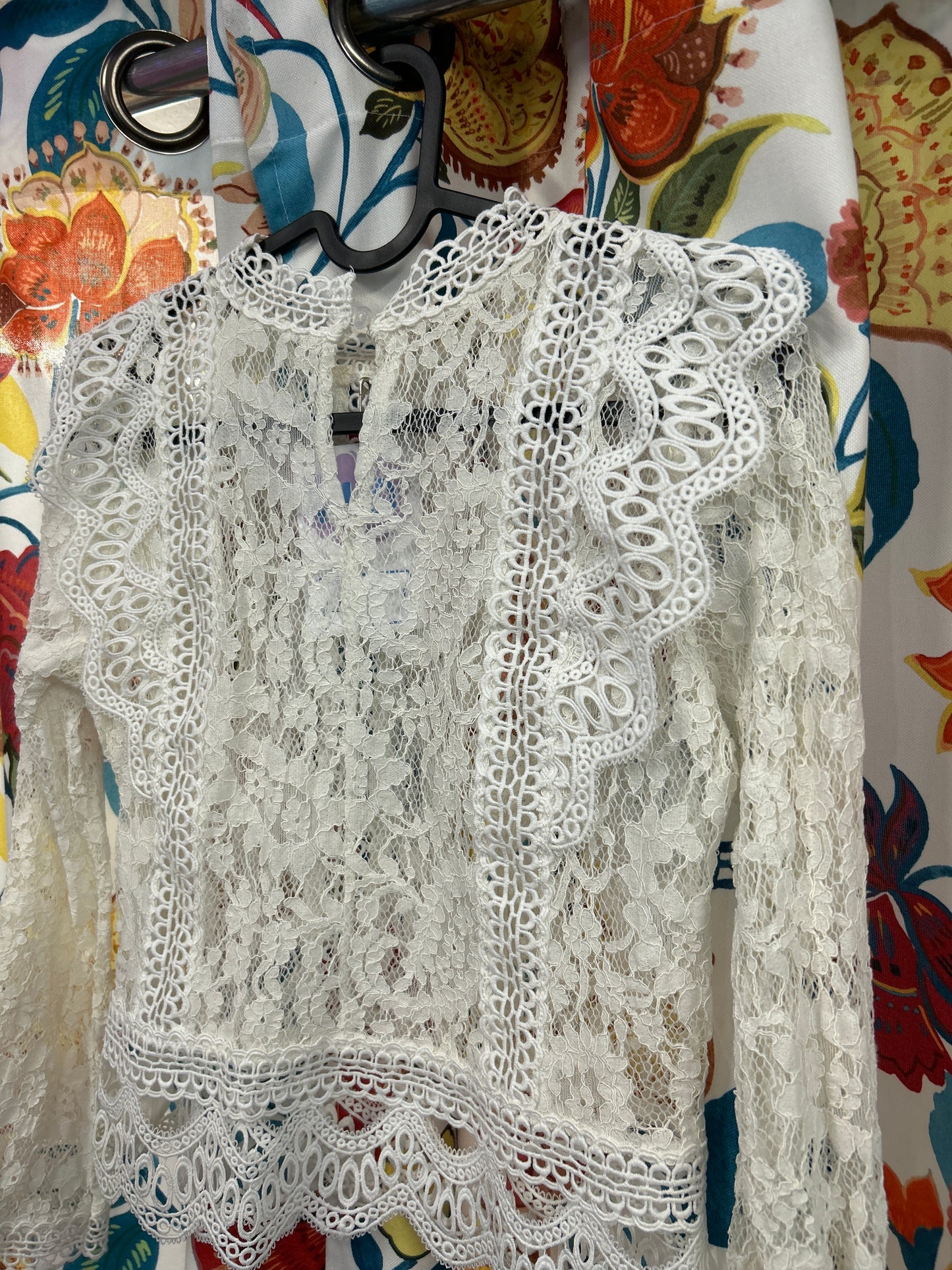 Y2k white lace top
