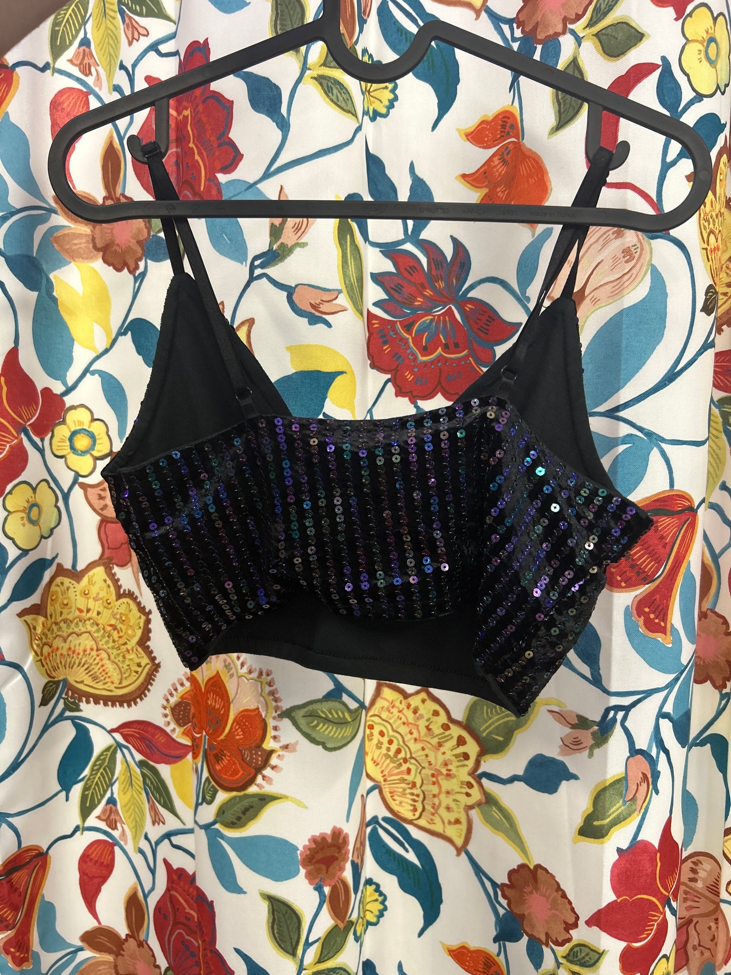 Y2k black sequin top
