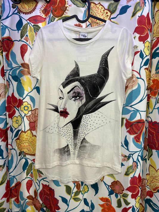 Y2k Disney malificent white tee