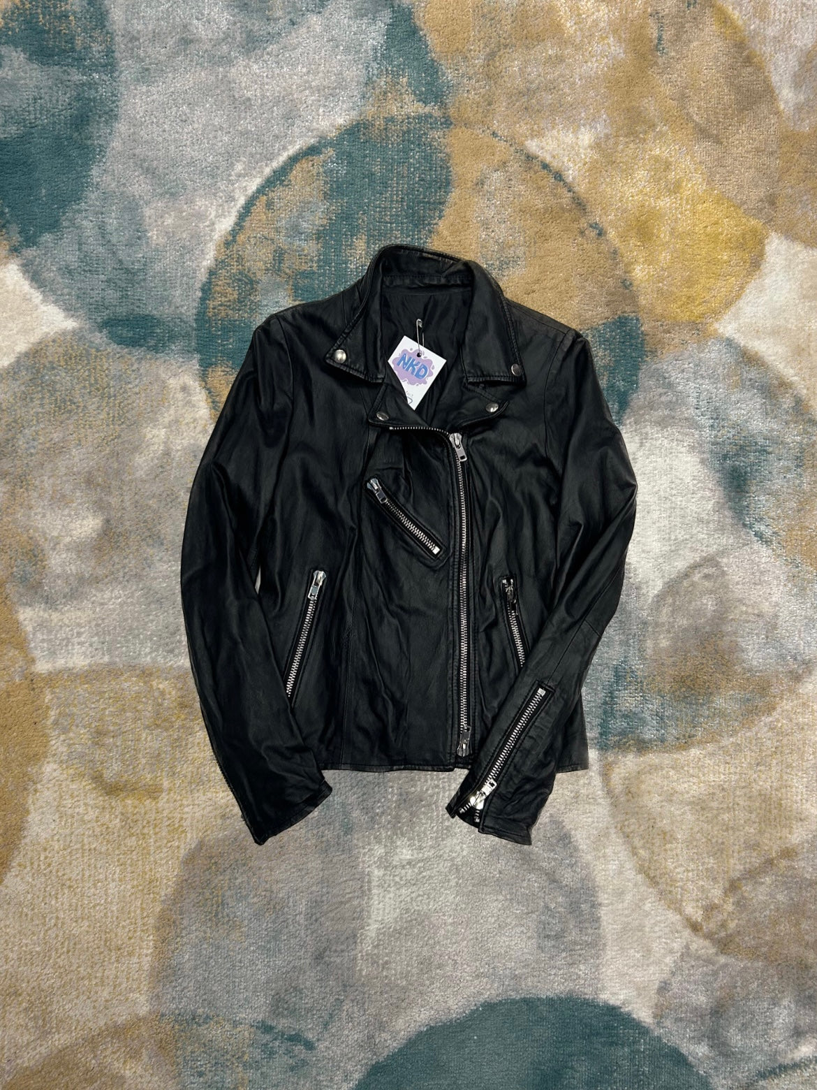 Black Biker Fitted Leather Jacket