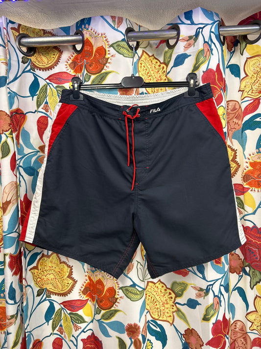 Fila dark blue, red and white swimming trunks