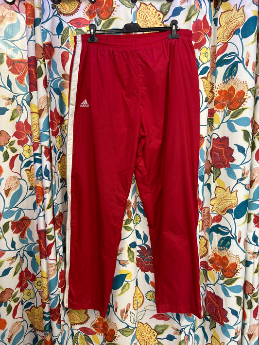 Adidas red and white parachute trackpants