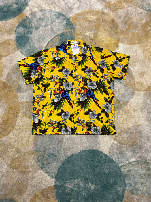 Yellow parrot floral shirt