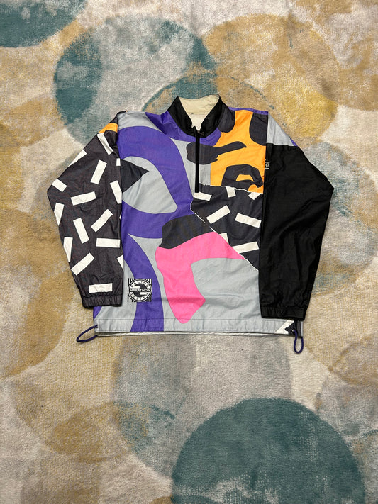 Grey goretex waterproof patterned vintage Half-Zip Windbreaker