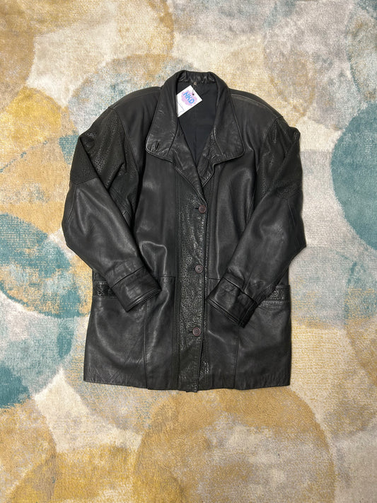 Black 100% leather coat