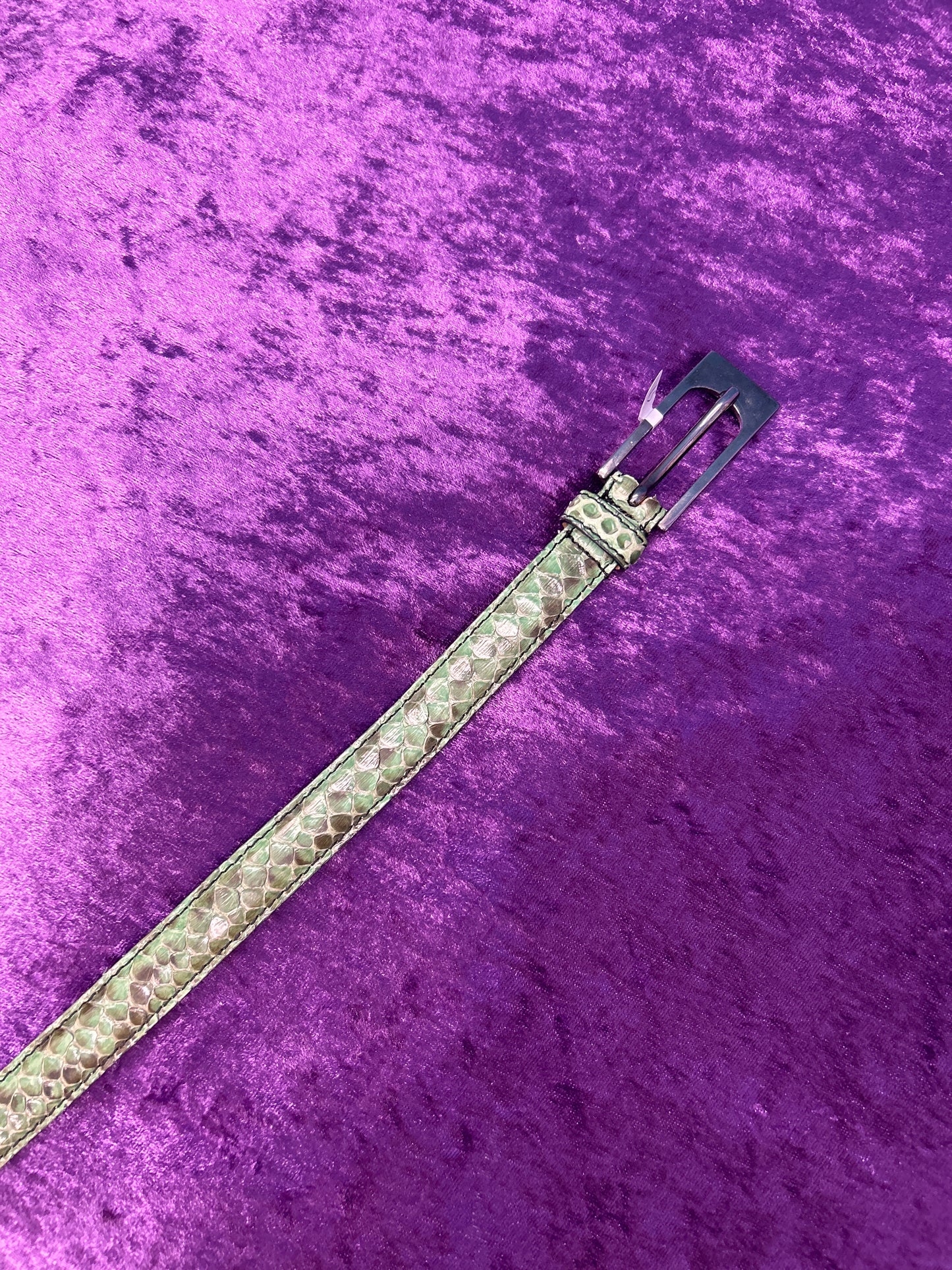 Emerald Snake Skin-Like Leather Belt